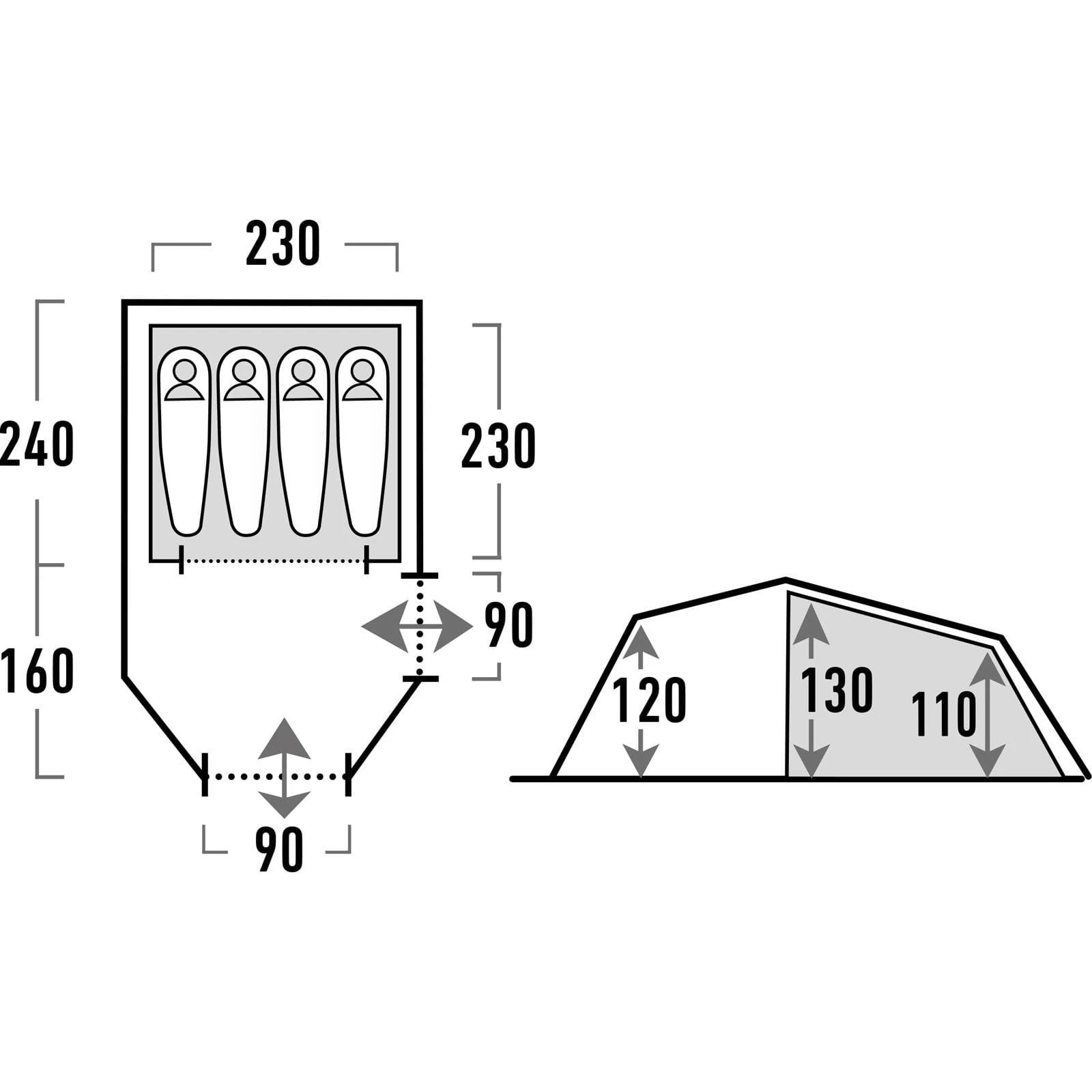 HIGH PEAK Goshawk 4 - Vier-Personen-Tunnel-Zelt – Bild 3